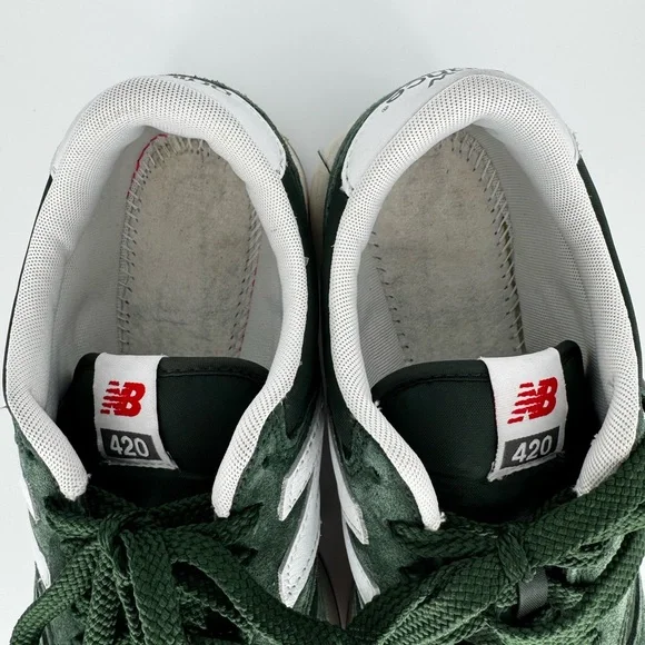 New Balance Men's Forest Green and White Sneakers - Picture 7 of 9